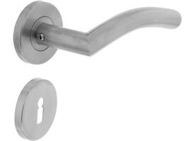 Deurkruk Lisa/90° op rozet verdekt ø55x8mm met nokken en sleutelrozetten  rvs