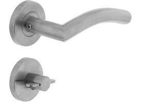 Deurkruk Lisa/90° op rozet verdekt ø55x8mm met nokken en WC-sluiting met stift 8x8mm rvs
