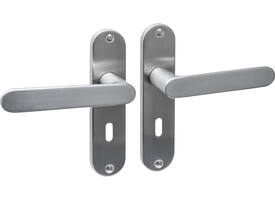 Deurkruk Sora basic op schild ovaal 185x41mm sleutelgat 56mm rvs