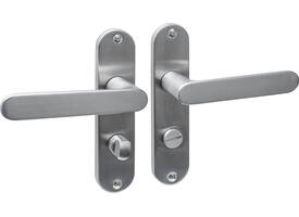 Deurkruk Sora basic op schild ovaal 185x41mm wc 63/8 rvs