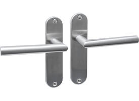 Deurkruk Jura basic op schild ovaal 185x41mm blind rvs