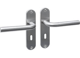 Deurkruk Luzern basic op schild ovaal 185x41mm sleutelgat 56mm rvs
