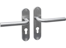 Deurkruk Luzern basic op schild ovaal 185x41mm profielcilindergat 55mm rvs