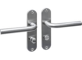 Deurkruk Luzern basic op schild ovaal 185x41mm wc 63/8 rvs