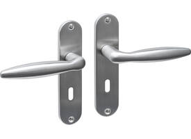 Deurkruk Jupiter basic op schild ovaal 185x41mm sleutelgat 56mm rvs