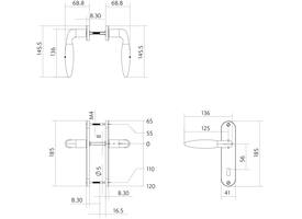Deurkruk Jupiter basic op schild ovaal 185x41mm sleutelgat 56mm rvs