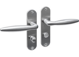 Deurkruk Jupiter basic op schild ovaal 185x41mm wc 63/8 rvs