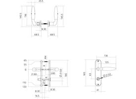 Deurkruk Jupiter basic op schild ovaal 185x41mm wc 63/8 rvs