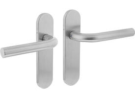 Deurkruk Recht basic op schild verdekt ovaal 170x40mm blind rvs