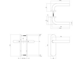 Deurkruk Recht basic op schild verdekt ovaal 170x40mm blind rvs