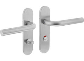Deurkruk Recht basic op schild verdekt ovaal 170x40mm wc 63/8mm rvs