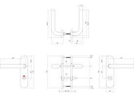 Deurkruk Recht basic op schild verdekt ovaal 170x40mm wc 63/8mm rvs