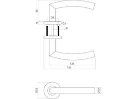 Deurkruk Half rond/90° basic op rozet verdekt ø53x9mm rvs