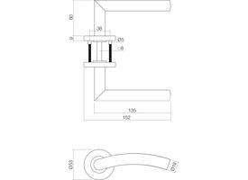 Deurkruk Lisa/90° basic op rozet verdekt ø53x9mm rvs