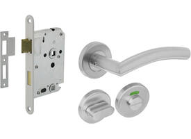Set toiletslot 63/8mm wit met deurkruk Lisa/90° basic op rozet ø53x9mm en WC-sluiting rvs