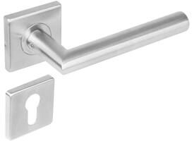 Deurkruk Jura op rozet verdekt 53x53x8mm met nokken en cilinderrozetten rvs