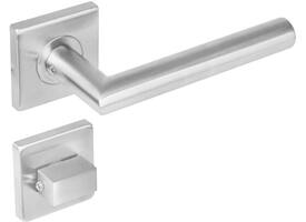 Deurkruk Jura op rozet verdekt 53x53x8mm met nokken en WC-sluiting met stift 8x8mm rvs