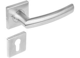 Deurkruk Blok op rozet verdekt 53x53x8mm met nokken en cilinderrozetten rvs