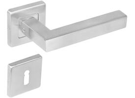 Deurkruk Vierkant op rozet verdekt 53x53x8mm met nokken en sleutelrozetten rvs