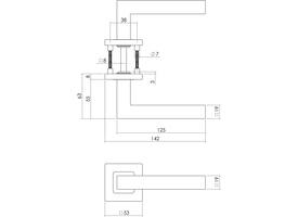 Deurkruk Vierkant op rozet verdekt 53x53x8mm met nokken en cilinderrozetten rvs