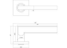 Deurkruk Hoek 90°/plat op rozet verdekt 53x53x8mm met nokken rvs