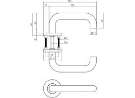 Deurkruk Rond op rozet verdekt ø53x8mm met nokken EN1906/4 rvs