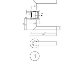 Deurkruk Jura op rozet verdekt ø53x8mm met nokken en sleutelrozetten rvs