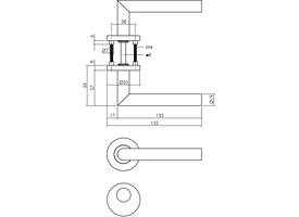 Deurkruk Jura op rozet verdekt ø53x8mm met nokken en rondcilinderrozetten rvs