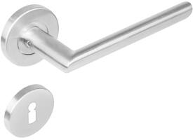 Deurkruk Ovaal/90° op rozet verdekt ø53x8mm met nokken en sleutelrozetten rvs