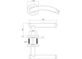 Deurkruk Gebogen op rozet verdekt ø53x8mm met nokken EN1906/4 rvs