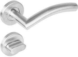 Deurkruk Lisa/90°op rozet verdekt ø53x8mm met nokken en WC-sluiting met stift 8x8mm rvs