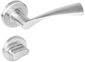 Deurkruk Vlinder op rozet verdekt ø53x8mm met nokken en WC-sluiting met stift 8x8mm rvs