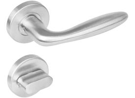 Deurkruk Jupiter op rozet verdekt ø53x8mm met nokken en WC-sluiting met stift 8x8mm rvs