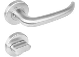 Deurkruk Sabel op rozet verdekt ø53x8mm met nokken en WC-sluiting met stift 8x8mm rvs