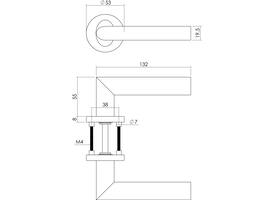 Deurkruk Girona op rozet verdekt ø53x8mm met nokken EN1906/4 rvs