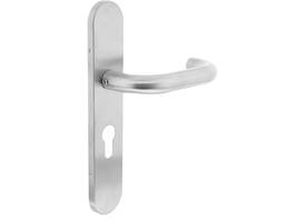 Gatdeel links Rond op schild verdekt ovaal 219x40mm met nokken profielcilindergat 55mm rvs EN1906/4