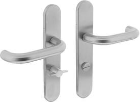 Deurkruk Rond op schild verdekt ovaal 219x40mm met nokken wc 63/8mm rvs EN1906/4
