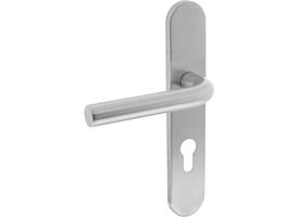 Gatdeel links Recht op schild verdekt ovaal 219x40mm met nokken profielcilindergat 72mm rvs EN1906/4