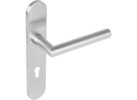 Gatdeel links Jura op schild verdekt ovaal 219x40mm met nokken profielcilindergat 72mm rvs EN1906/4