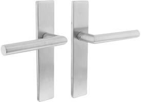 Deurkruk Jura op schild verdekt rechthoekig 219x40mm met nokken blind rvs EN1906/4