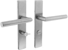 Deurkruk Jura op schild verdekt rechthoekig 219x40mm met nokken wc 63/8mm rvs EN1906/4