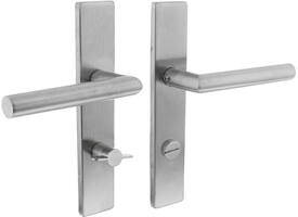Deurkruk Jura op schild verdekt rechthoekig 219x40mm met nokken wc 72/8mm rvs EN1906/4