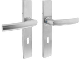 Deurkruk Blok op schild verdekt rechthoekig 219x40mm met nokken sleutelgat 72mm rvs EN1906/4
