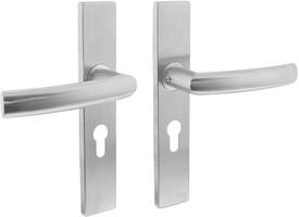 Deurkruk Blok op schild verdekt rechthoekig 219x40mm met nokken profielcilindergat 55mm rvs EN1906/4