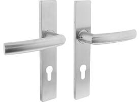 Deurkruk Blok op schild verdekt rechthoekig 219x40mm met nokken profielcilindergat 72mm rvs EN1906/4