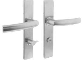 Deurkruk Blok op schild verdekt rechthoekig 219x40mm met nokken wc 72/8mm rvs EN1906/4