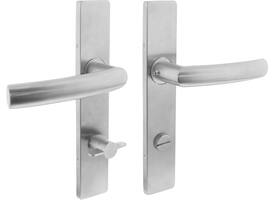 Deurkruk Blok op schild verdekt rechthoekig 219x40mm met nokken wc 78/8mm rvs EN1906/4