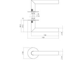 Deurkruk Jura met rozet zelfklevend ø55x2mm rvs