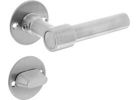 Deurkruk L/L recht met rozet Ø51x2mm en WC-sluiting met stift 8x8mm rvs