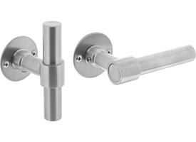 Deurkruk L/T recht met rozet Ø51x2mm rvs